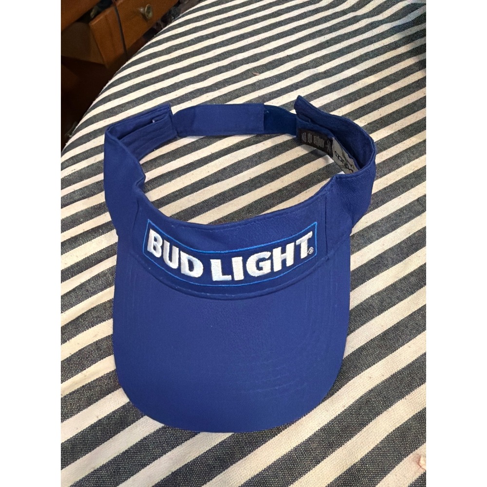 Bud Light Blue Sun Visor K-Products Adjustable Embroidered Beer Logo Hat Unisex